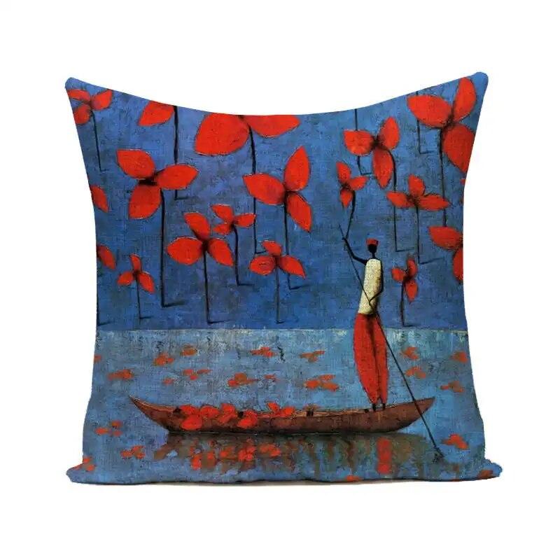 

Чохол для подушки Наволочка Акварель Африканська Жінка Дому Декор Вітальні Спальні Дому 40x40cm