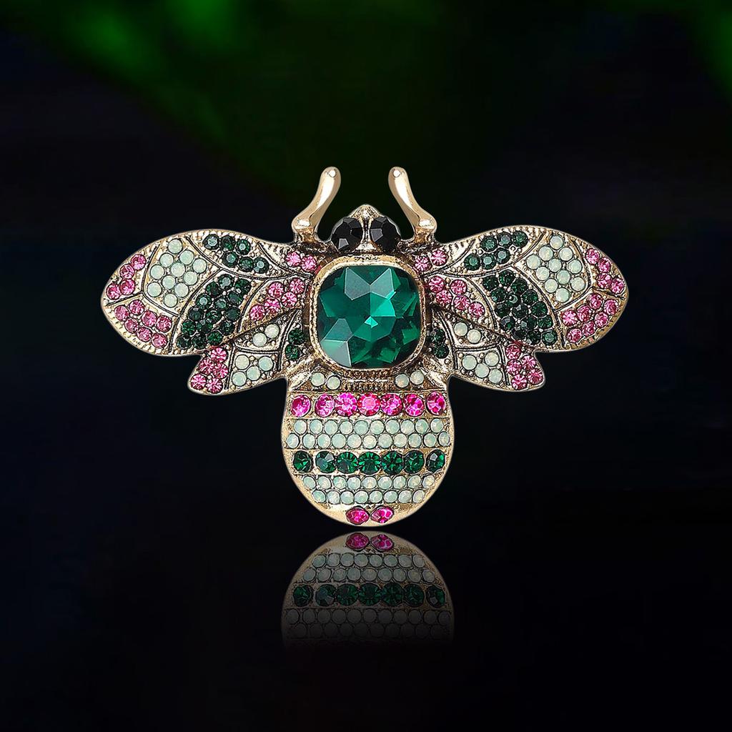 Fashion Rhinestone Bee Brooches for Women Unisex Insect Pins Keychain Event Party New Year Gifts Jewelry Decoration Accessories