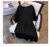 Artistic Retro Plus-Size Short-Sleeve Mid-Length Dress