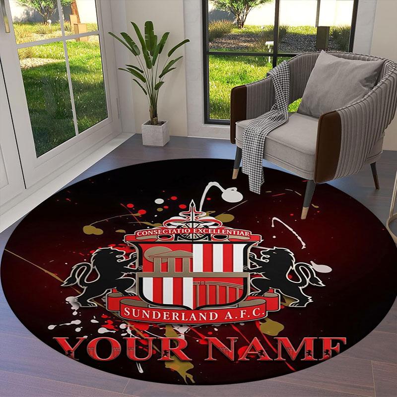 Sunderland A.F Custom Name Round Area Rug,Carpet Rug for Living Room Bedroom Sofa Playroom Decor,Non-slip Floor Mat