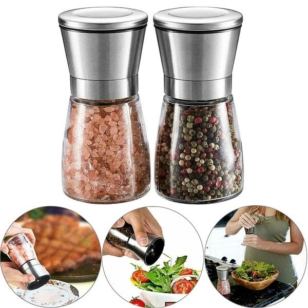 Manual Salt and Pepper Grinder, Glass, 190 Ml, Display