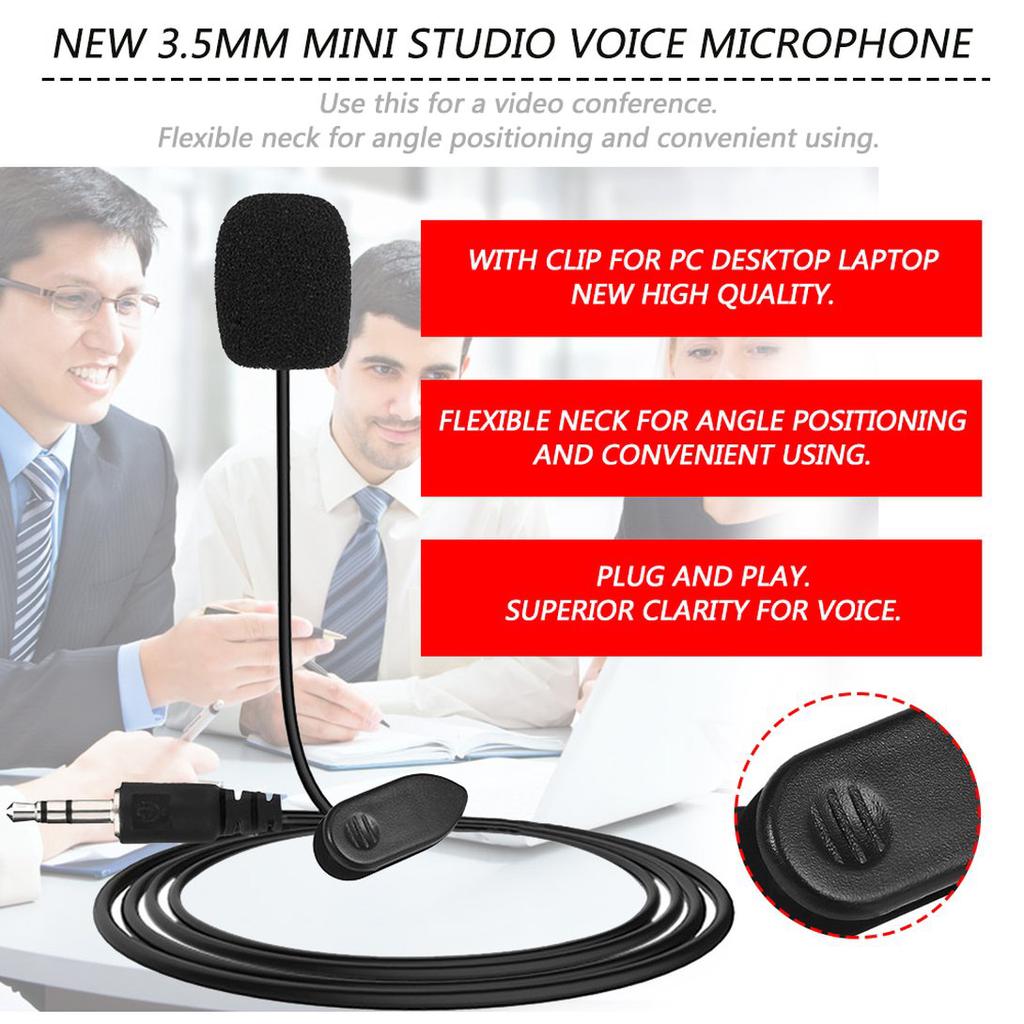 3.5mm Mini Studio Speech Microphone Mic Clips On Lapel for PC Desktop Notebooks