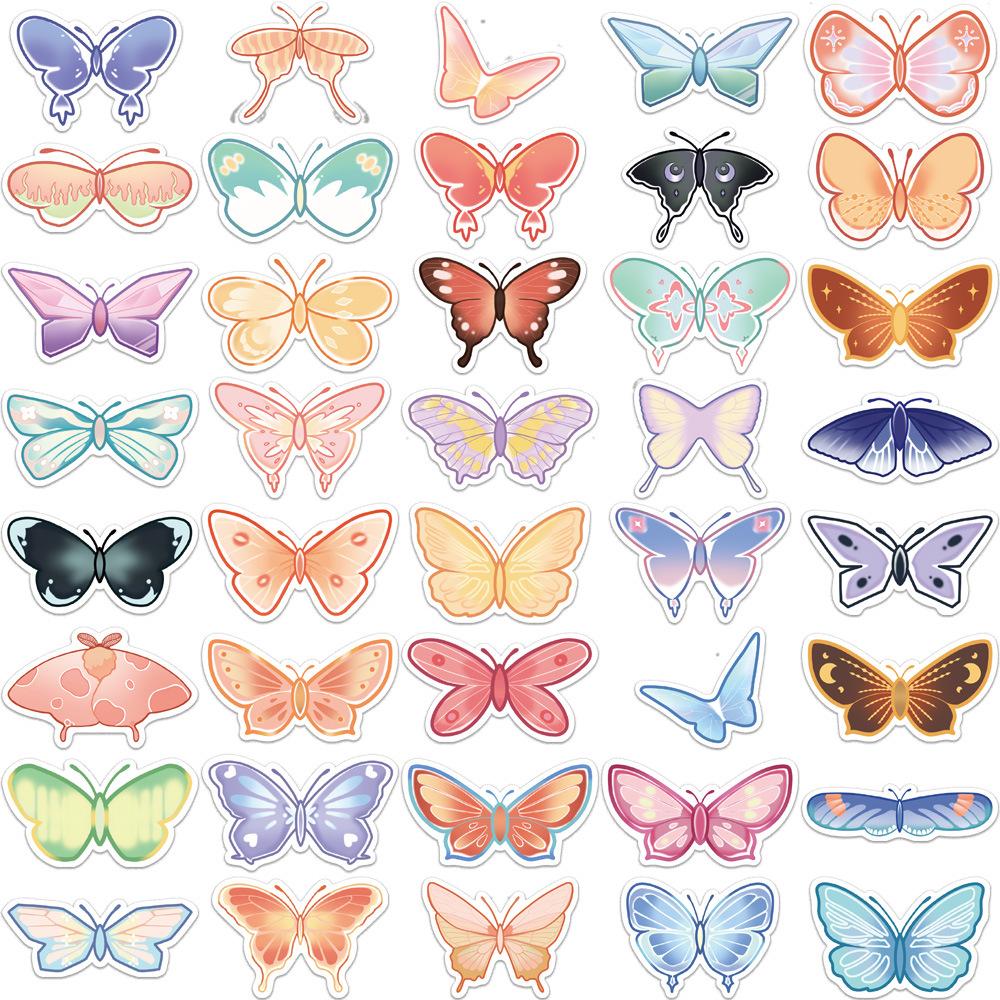 40 Cartoon Colorful Butterfly Graffiti Stickers Trolley Box Water Cup Diary Waterproof DIY Stickers