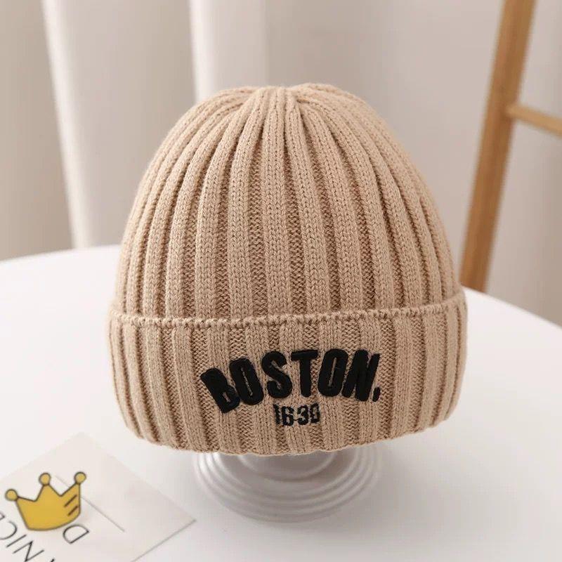 Autumn and Winter Ear Protection Wool Hat Letter Embroidery Thickened Warm Cover Baby Baby Children Knitted Hat