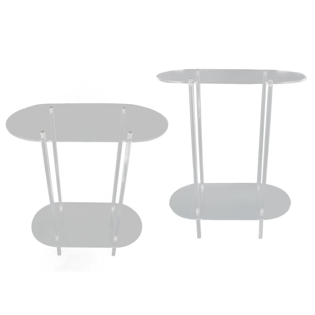 Clear Side Table Acrylic 2 Tier Oval Modern Detachable Nightstand End Table for Living Room Office