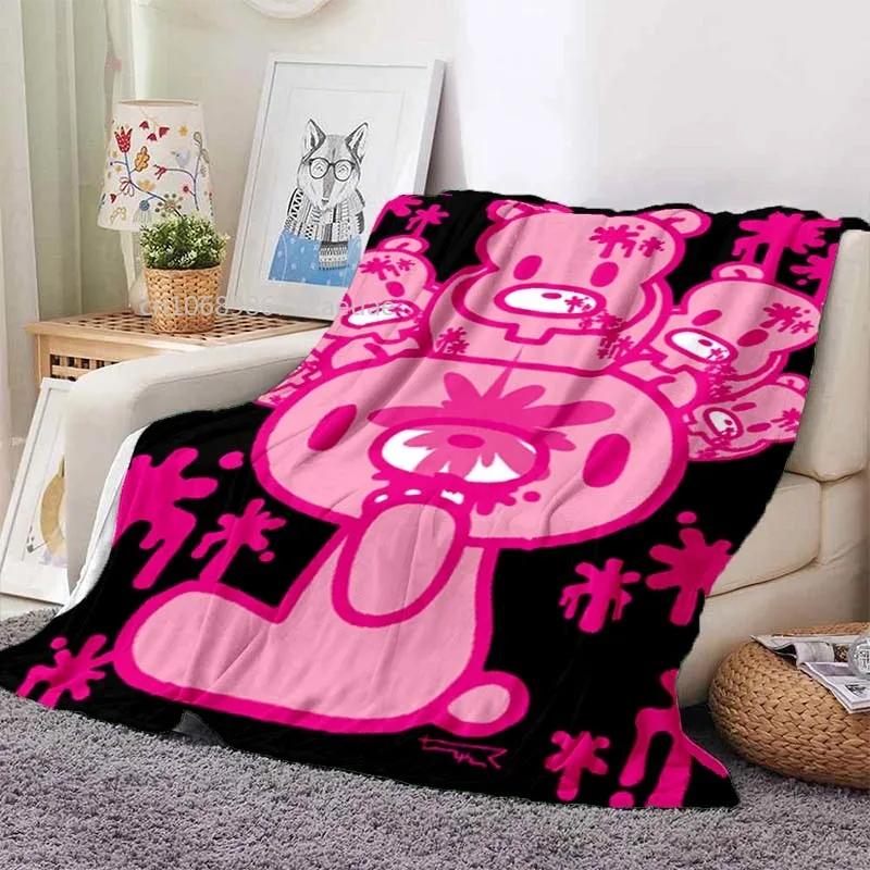 Cartoon Gloomy Bear Printed Blanket for Beds Sofas Warm Soft Flannel Blanket Gift