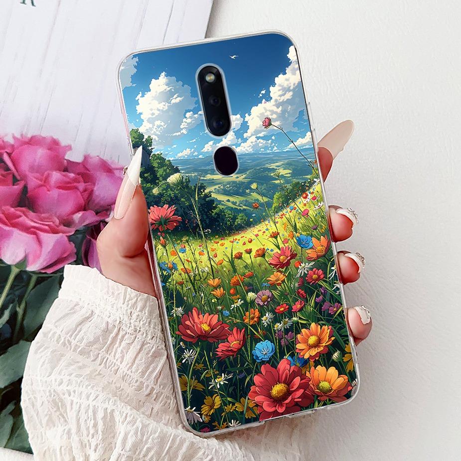 For Oppo F11 Case CPH1913 CPH1911 Colorful Flowers Painted Cover Soft Silicone Phone Case For Oppo F11 Pro F 11 OppoF11 Pro Bags