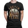 Austin TX Guitar Skyline Funny Graphic 100% Cotton T-Shirt Texas Pride Tops Tees For Men