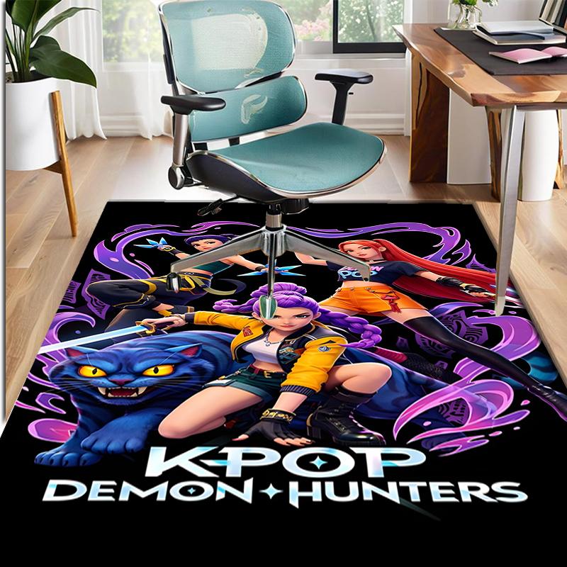KPop Dämonenjäger Muster Teppich, Innen-/Außenmatte, für Picknick, Spielzimmer, Schlafzimmer, Büro, Wohnzimmer, Heimdeko Teppich, Geburtstagsgeschenk