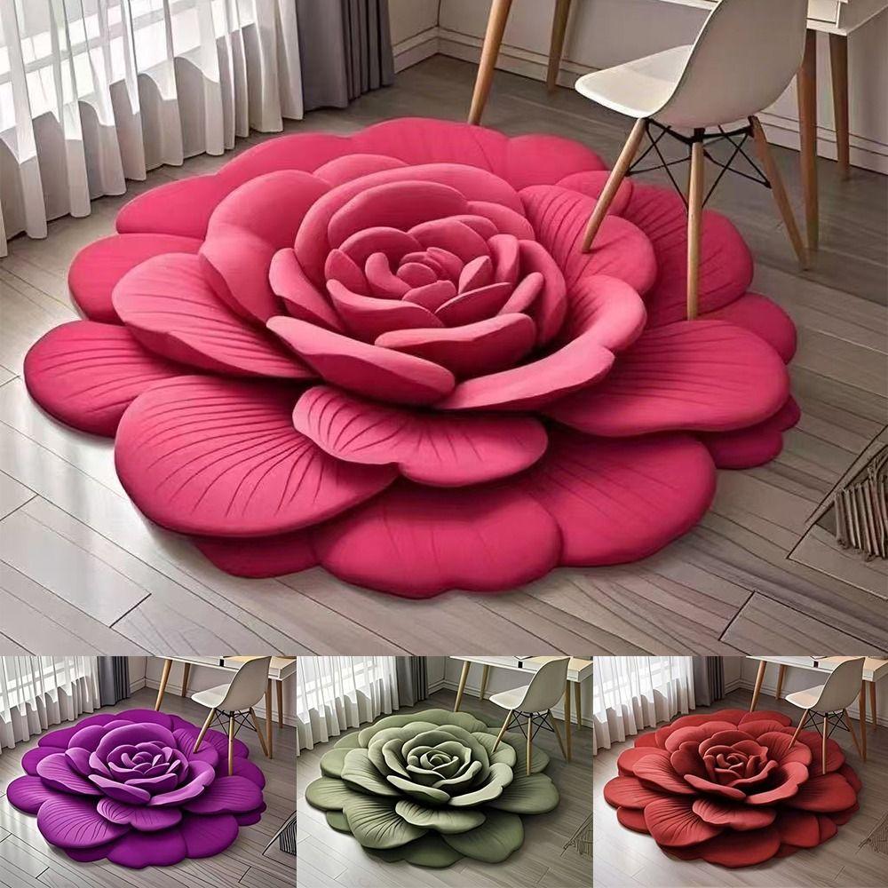 Special-shaped Flower Carpet Non-slip Bathroom Floor Mat Blanket  for Living Room Tea Table Bedside