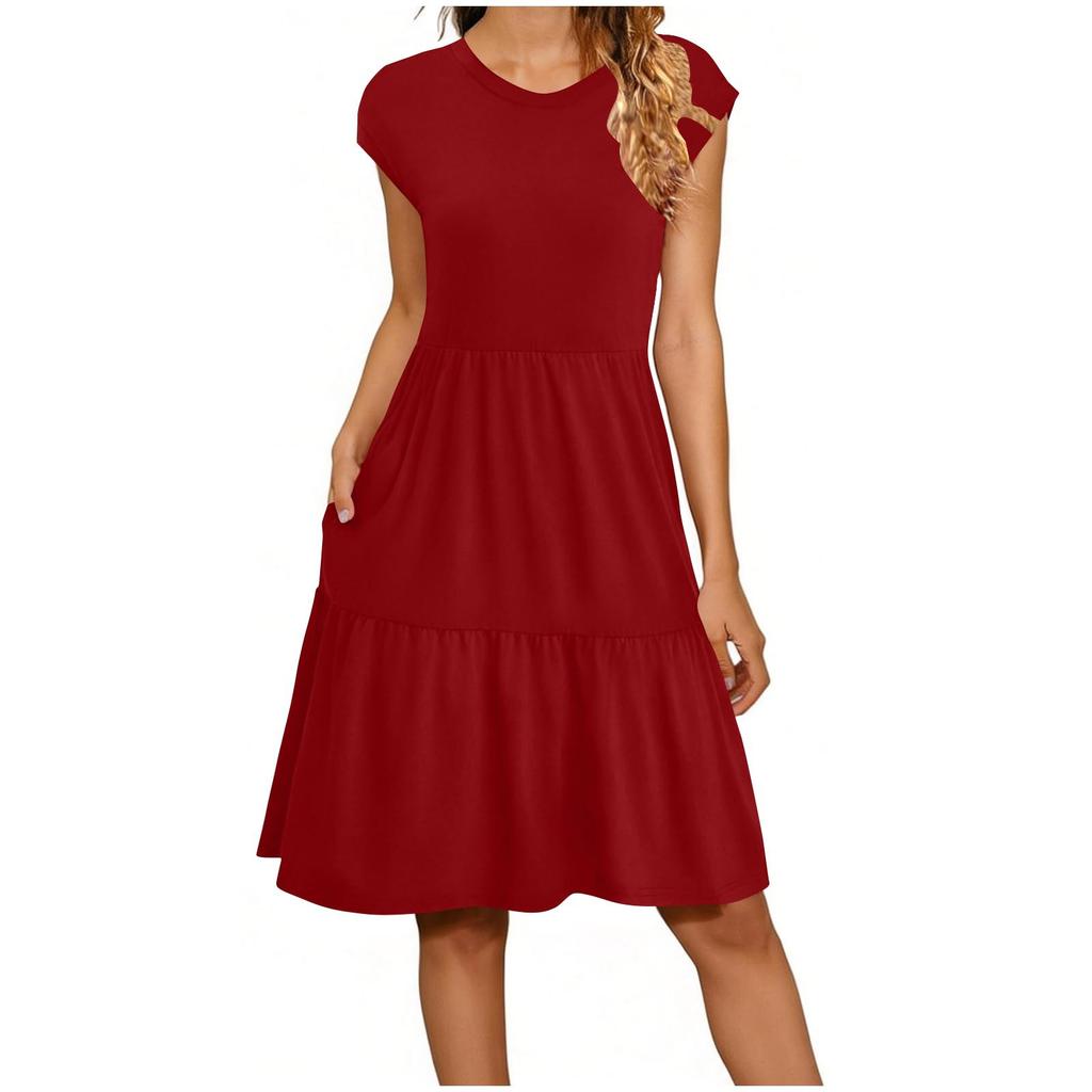 Women's Summer Fashion Sleeveless Round Neck Loose Patchwork Casual Dress