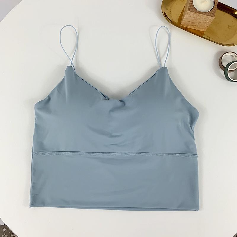 Korean Summer Ice Silk Seamless Camisole with Chest Pads Women's Anti-Exposure Stylish Back Vest