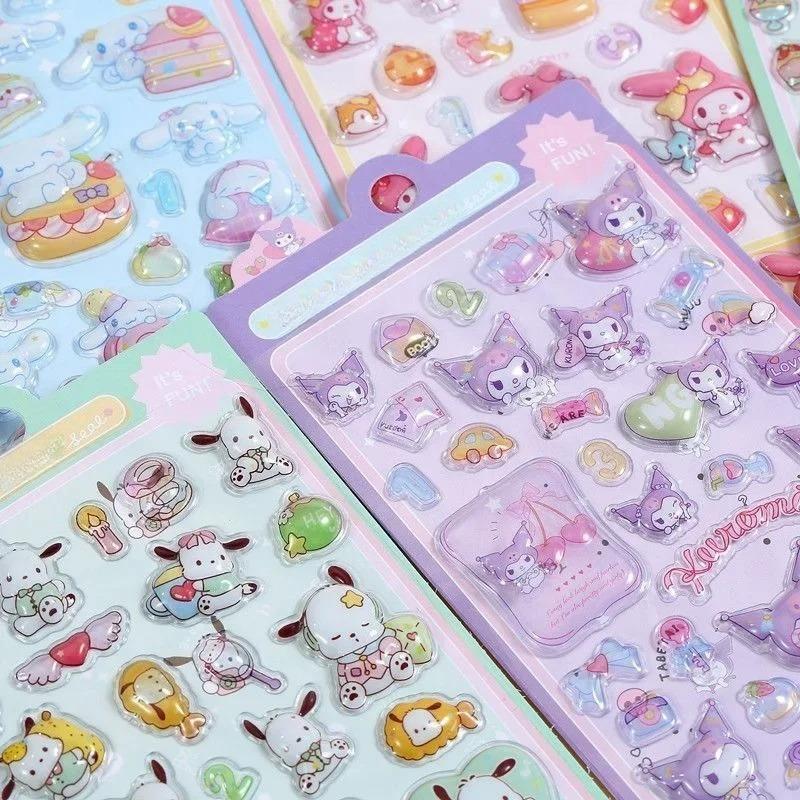Sanrio 3D Embossed Stickers Kulomi Cute Cartoon Children DIY Mobile Case Decoration Three-dimensional Stickers Wholesale