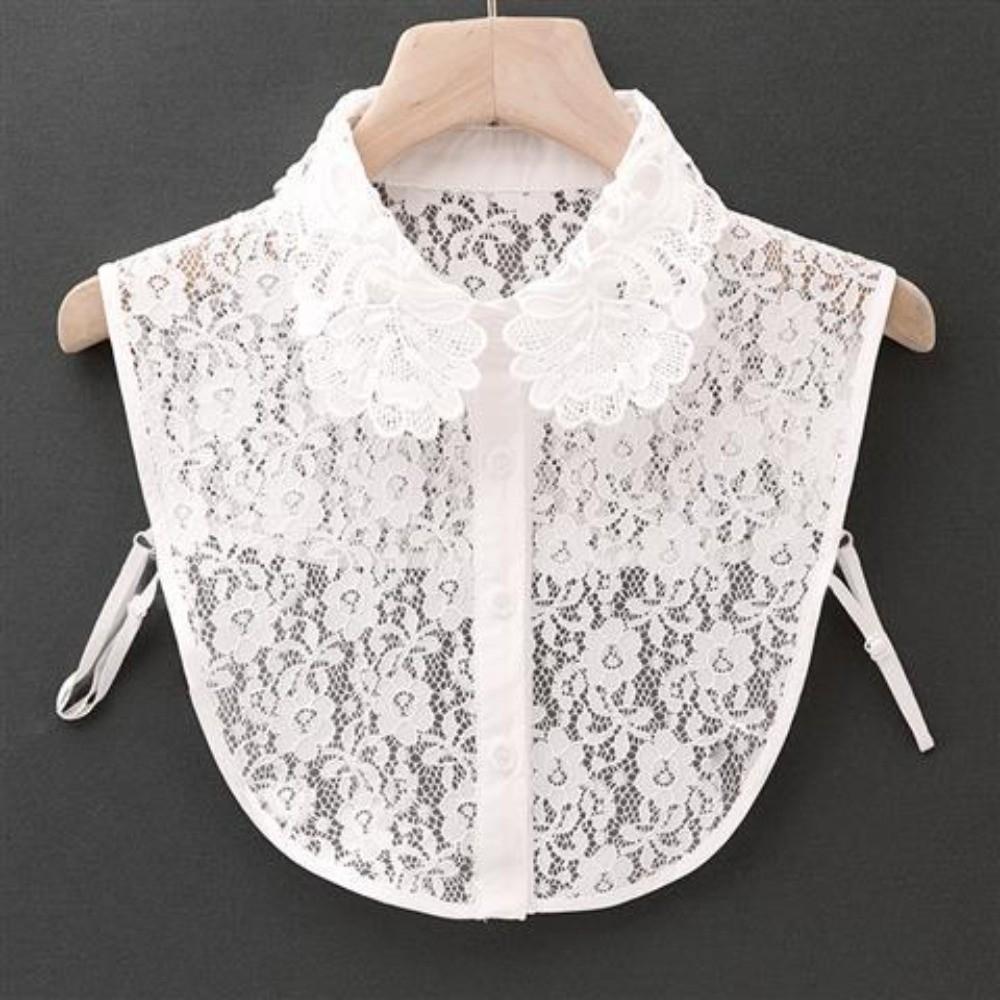 Fashion White Lace Fake Collar Black Vintage Shawl Detachable Front Tie Elegant Iris Blouse Shoulders Fake Collar Ladies