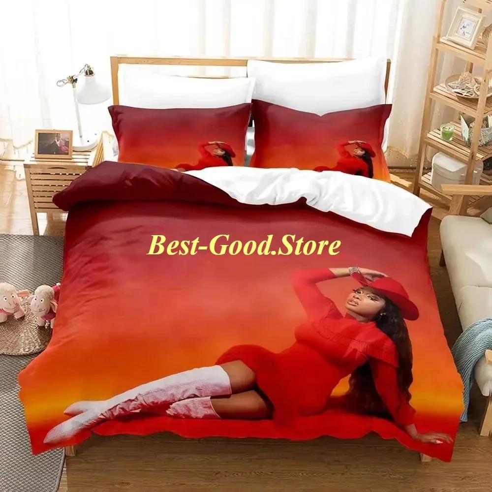 Megan The Stalion Bettwäsche-Set Einzelbett Doppelbett Druck Mit Kissenbezug Bett Weiche Bettdecke Weiche Einzel-Doppel-Queen Super King-Size Abmessungen Abmessungen