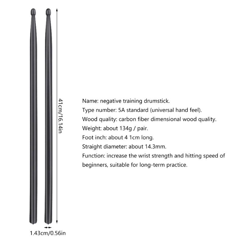 1 Pair Drum Stick with Antislip Handle, 5A Carbon Fibers Drumsticks for Beginners, Musical Instrument Percussion Parts