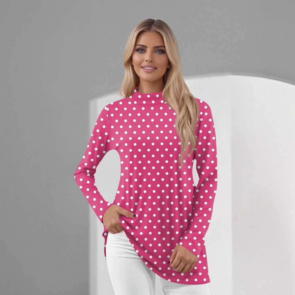 Women's Daily Casual Long Sleeve Mid Collar Top