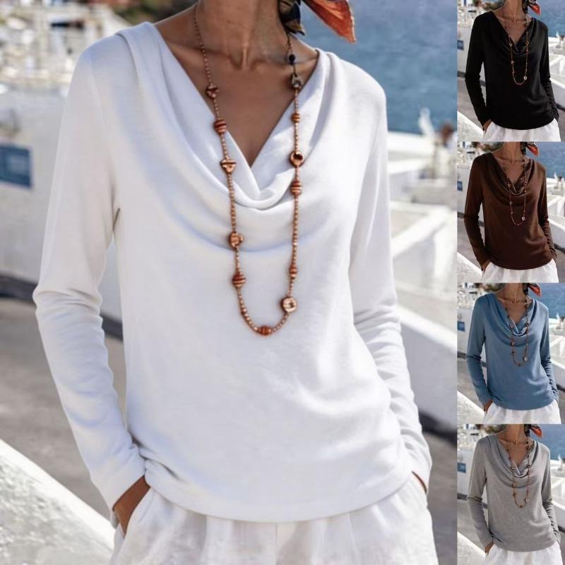 Women S Loose Fit Mock Neck Long Sleeve Solid Color Summer Top S