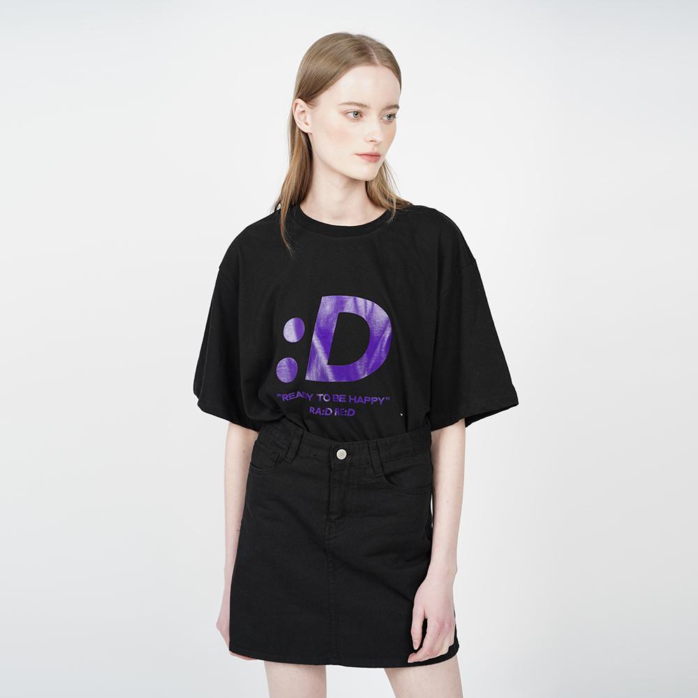 Rad Red Black :D Purple Smile Short Sleeve T-Shirt