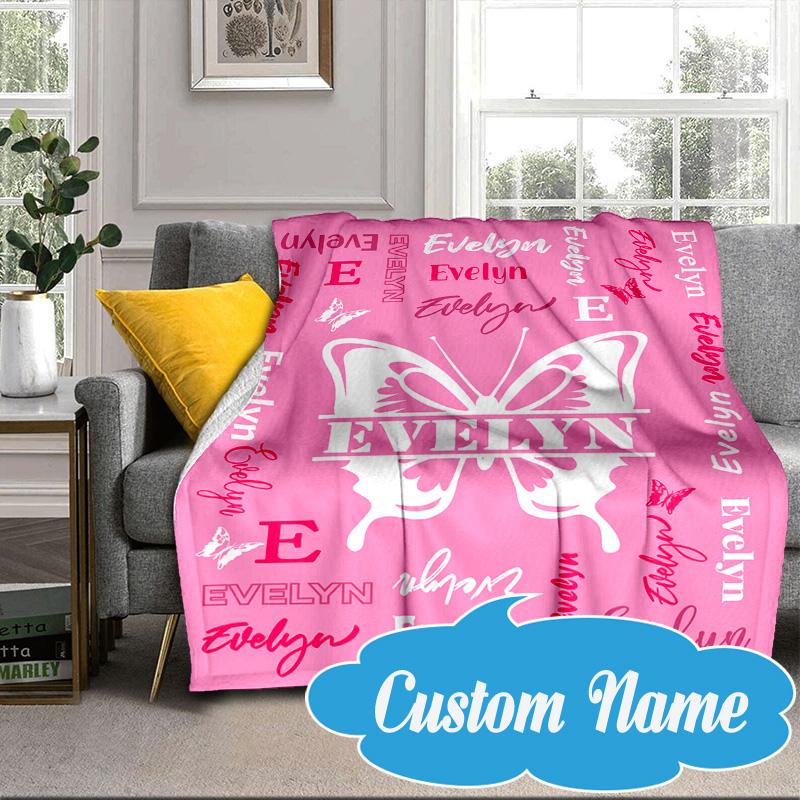 Custom Name Your Name Art Design Blanket bed sofa Blanket Flannel Blanket for Camping, Hiking, Picnic Essentials,gift for Fan family