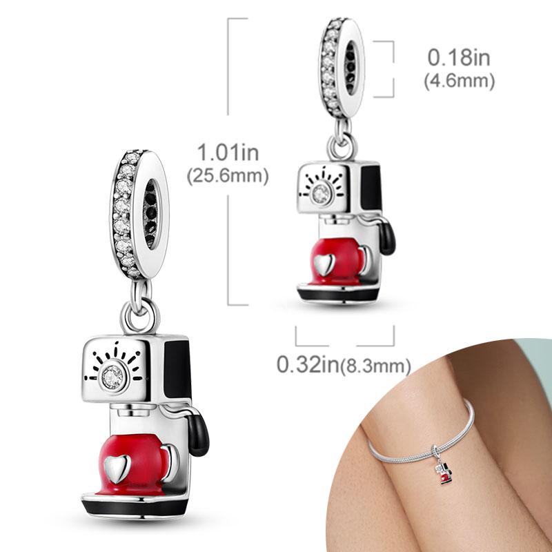 New Copper Plated Red Charms Beads Coffee Cherry Charm Pendant Fit Original Bracelet Diy Women Jewelry Accessories