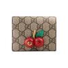 3D Cherry Decorative Logo Double Fold Canvas And Leather Card Holder Wallet Women Wallet Ebony Red 476050-K9GXT-8694