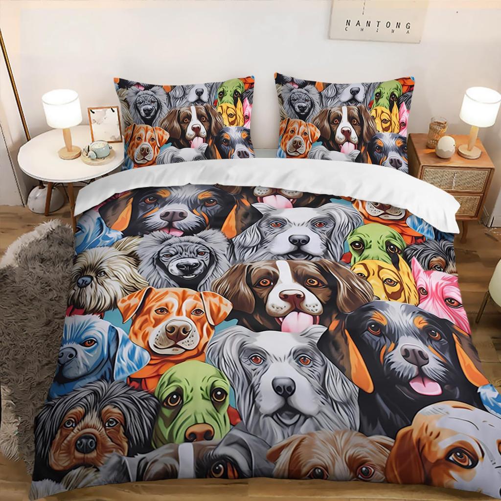 Ensemble de Literie Trois Pièces Chiot Animal Impression Numérique 3D