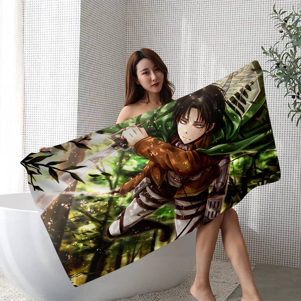 A-Attack O-On T-Titan Levi Ackerman Microfiber Beach Towel Absorbent Quick Dry Soft Yoga Swimming Resort Mountain Climbing Towel