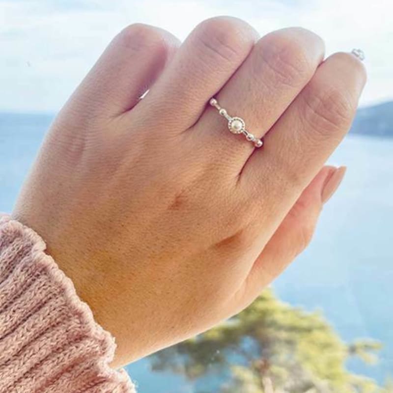 Ollia 925 Silber mehrlagiger Silberring Perle Silberring