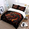 Chinese Red Fire Oriental Dragon Duvet Cover Set Black Traditional Tattoo Bedding Includes 1 Duvet Cover And 2 PillowcaseGift