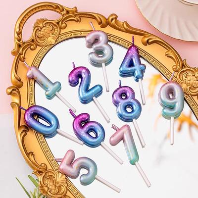 0-9 Digital Happy Birthday Cake Interstellar Digital Colorful Candle Decoration Baby Shower Supplies Wedding Party Decor SRLZ001