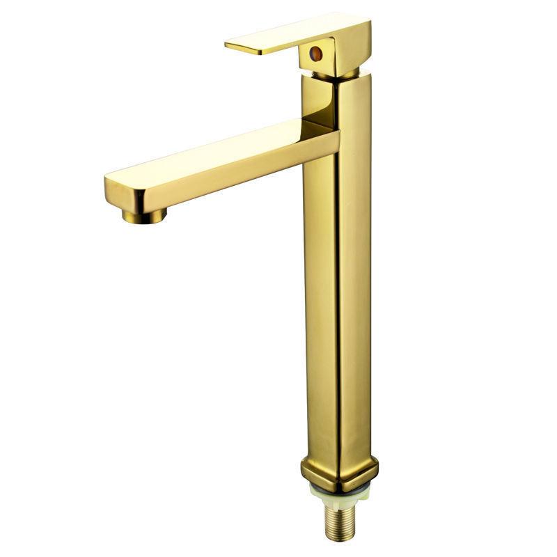 Golden Single Handle Bathroom Basin Faucet Single Cold Basin Faucet Tall Basin Faucet (Gold,Other)