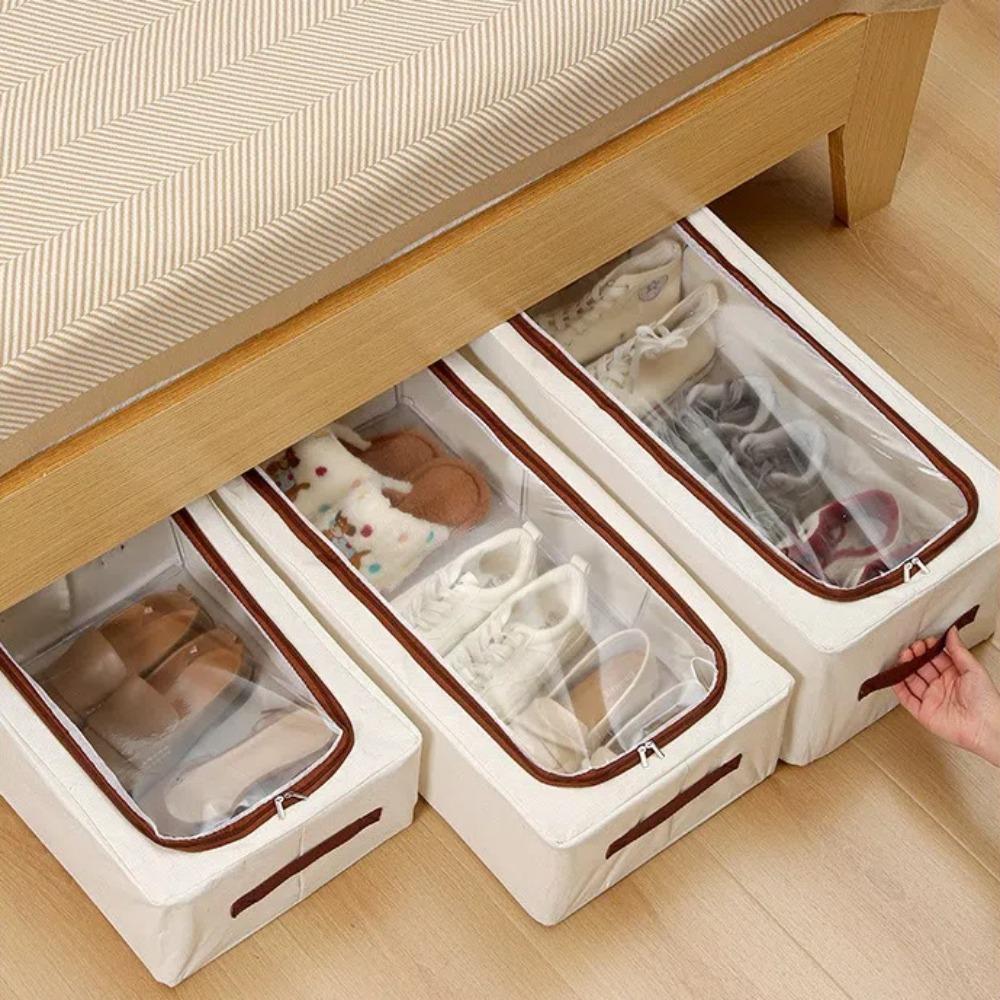 New Foldable Shoe Storage Box Under the Bed Dustproof Shoe Basket Steel Frame Large Capacity Shoe Box Home
