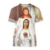Christian Mother Of God Virgin Mary Jesus Loves Casual Tee Tops Short Sleeve Women's Men Adult and Children's Clothing Tshirt