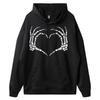 EU Size Retro Heart Skeleton Hands Hoodie