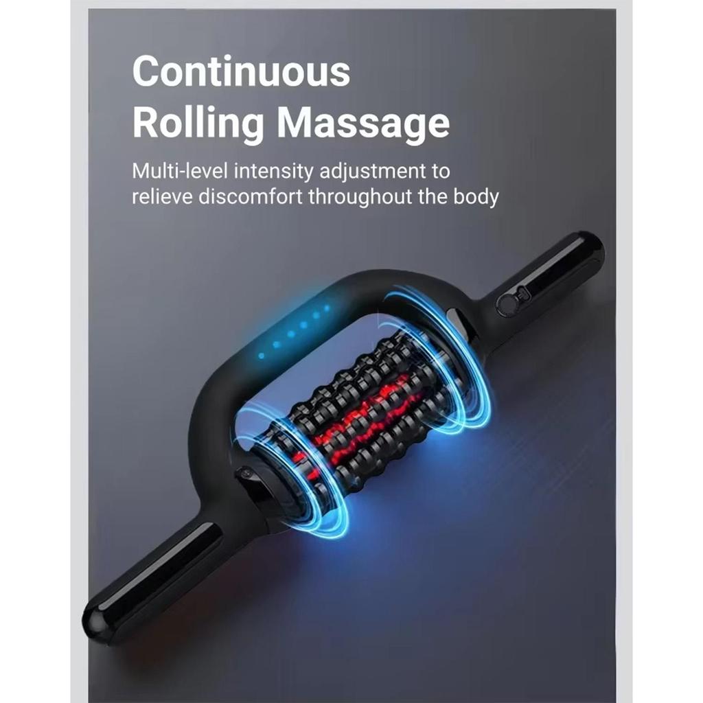 Electric Roller Massager 6 Speed Red LED Illumination Rechargeable Handheld Body Relaxation Fitness Tool Workout Accessory Piece