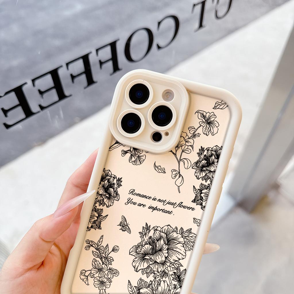 Line flower Pattern Soft TPU Phone Case for iPhone 17 Air 16 15 14 Pro Max Plus 13 12 Mini 8 7 X Xs Back Cover
