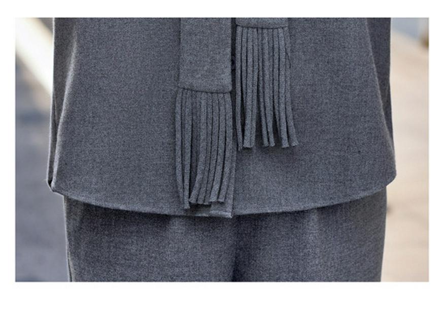 Stylish Spring/Autumn Two-Piece Set: Long-Sleeve Top & Wide-Leg Pants for Middle-Aged Women