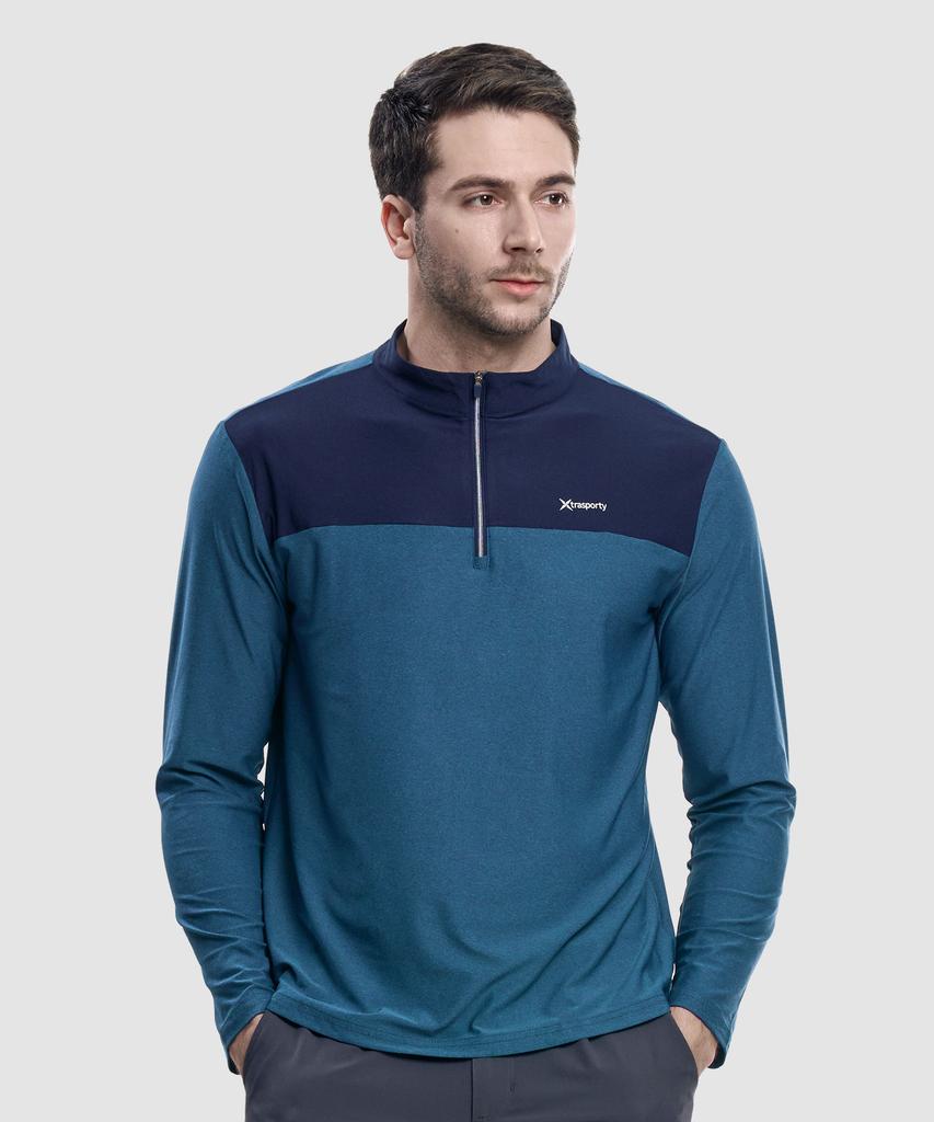 EXTRASPORTY Top Secret Men'S Color-Blocked Long Sleeve Zip-Up T-Shirt 6 Colors (Type A)