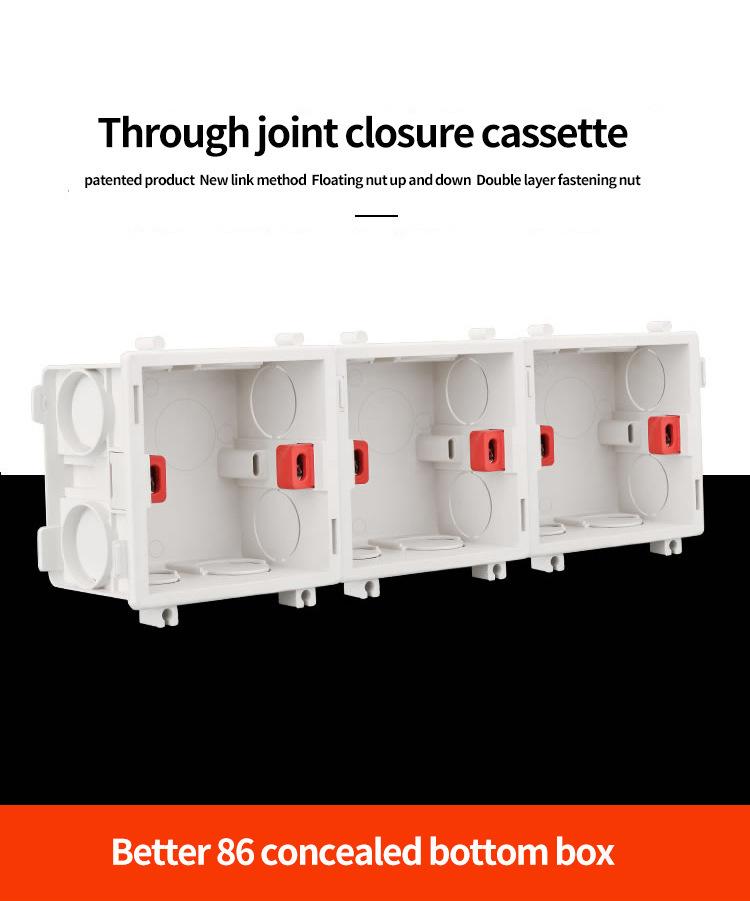 Switch Socket Box Atlectric Mounting Cassette Junction Hidden Concealed Internal Mounting Wall Box Cassette Type 86mm White