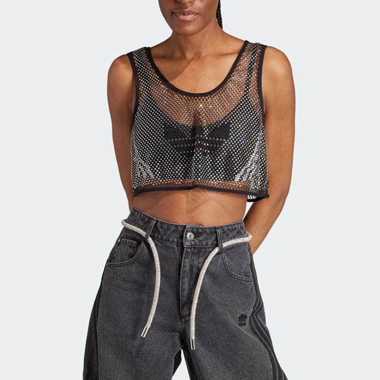 adidas originals Adilenium Топ-бюстгальтер со стразами Черный IW6206 XS
