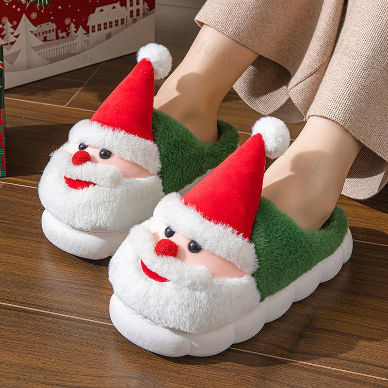 Fashion Cute Santa Claus Cotton Casual Warm Slippers for Couples 2025 Winter Fashion Soft Soled Comfortable Christmas Day Plush Draggers