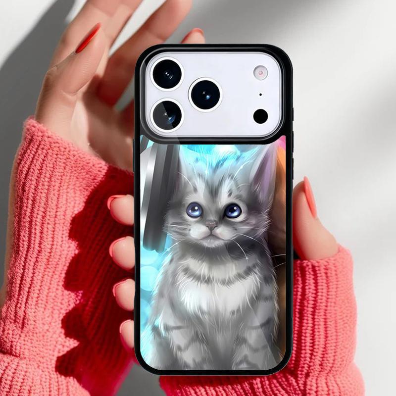 Cute Cat Animal Phone Case for iPhone 17 16 15 14 13 Pro Max Back Cover for 12 11 Pro Coque