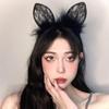 Lace Cat Ears Feather Headband for Christmas & Party Performances