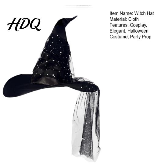 Sturdy Hat for Theme Parties Halloween Witch Hat, Large Ruched Mesh Sequins Wizard Lightweight Costume Prop Costume, Masquerade Cosplay Party