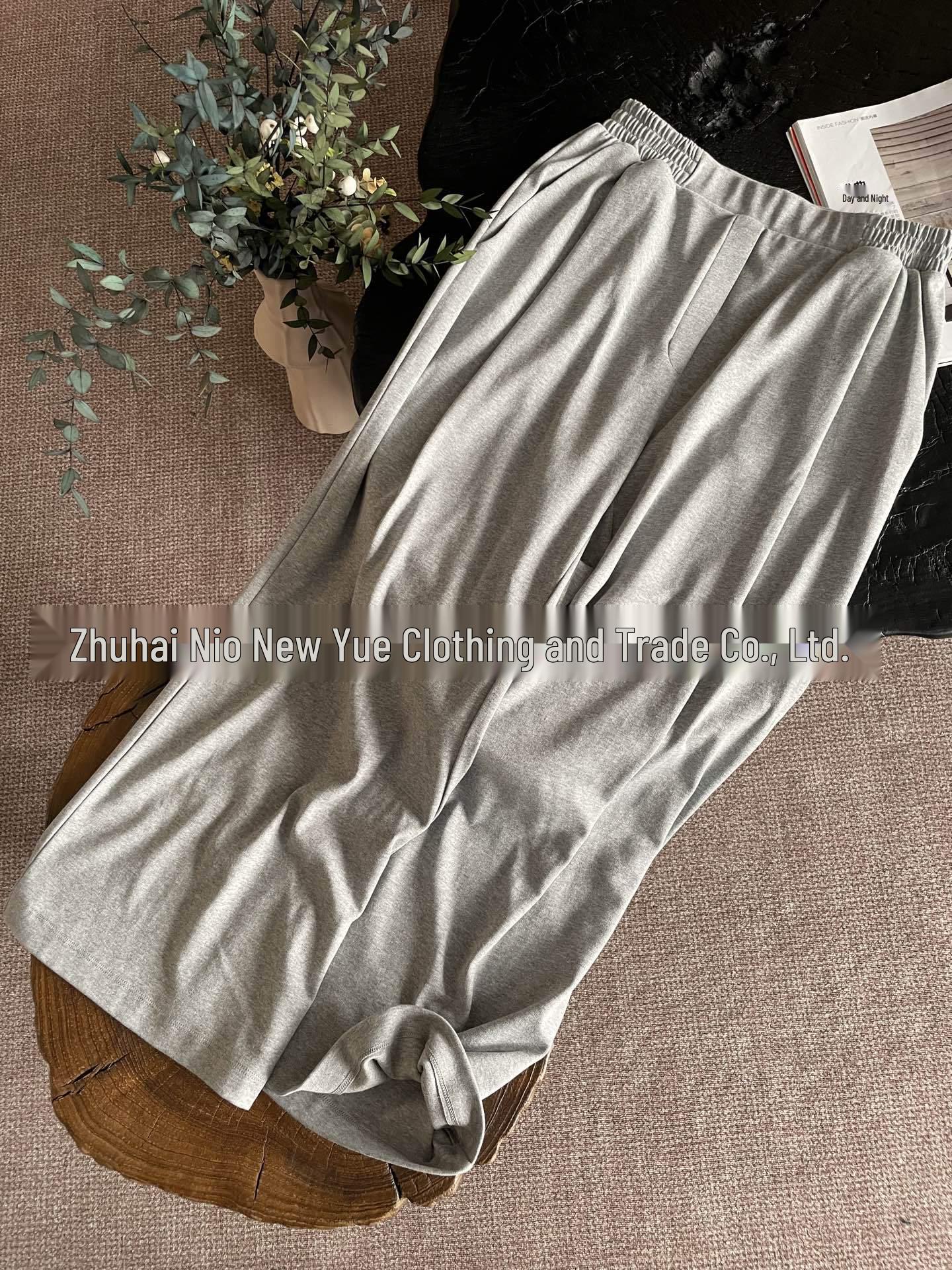 

Japanese Casual Five-Color Soft Cotton Elastic Waist Straight-Leg Pants - A Little Blue Large