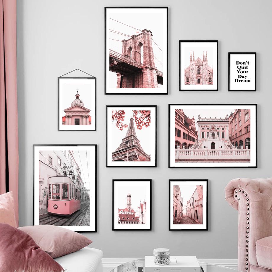 Tower Paris Church Bridge Portugal 28 Tram Street Wall Art Print Canvas Painting Nordic Poster Decor Pictures For Living Room