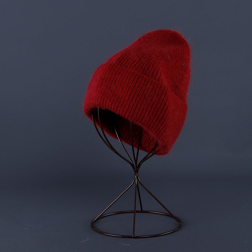 Rabbit Fur Beanies Soft Warm Fluffy Winter Hat for Women Angora Knitted Hat Beanies Female Bonnet warm Woman Knit Cap