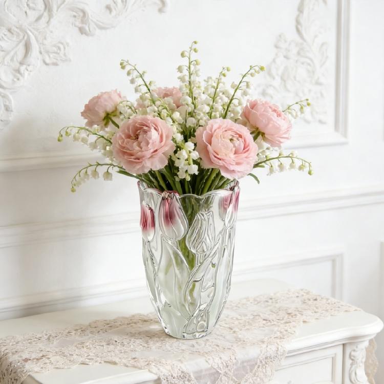 Eleganti Vasi da Fiori in Vetro con Base Stabile Forma Creativa a Tulipano Vasi di Cristallo per Esporre Vari Allestimenti Floreali