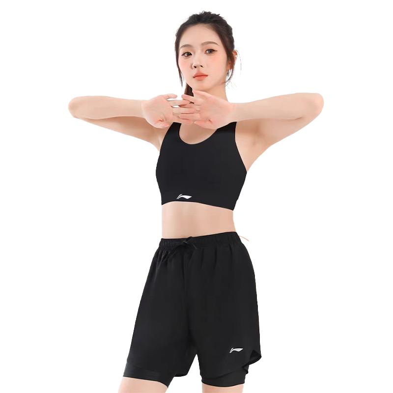 Li-Ning Quick-Drying Breathable Cool Ice Silk Comfortable Anti-Exposure Double-Layer Sports Shorts Women Shorts DACH211-1